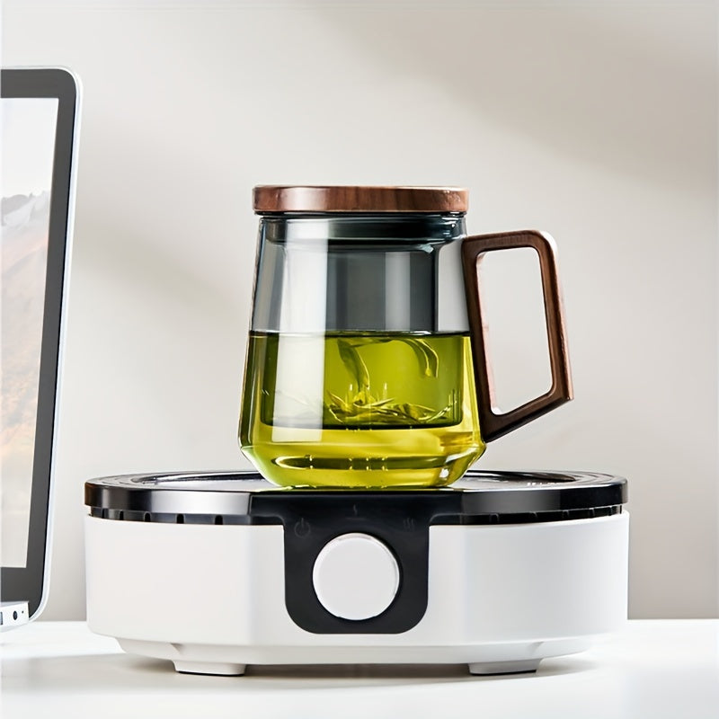 High Borosilicate Glass Tea Cup with Smoke Gray Floral Design for Brewing and Drinking