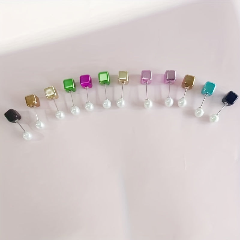 Square Hijab Pins Pack of 12 Resin Scarf Brooches Shawl Clips Fashion Accessories