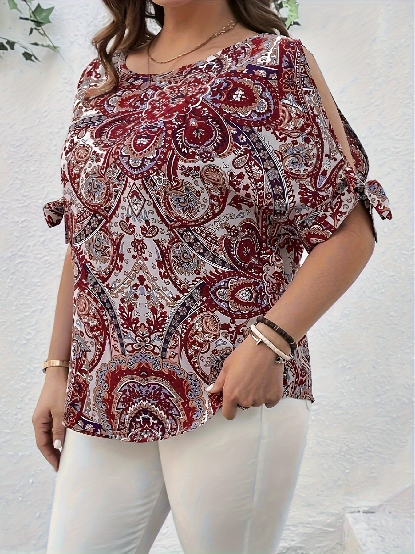 Ayollar uchun Bohemcha gul bosma kofta, puffed sleeves, chiroyli bow manshetlari, bahor, yoz, kuz