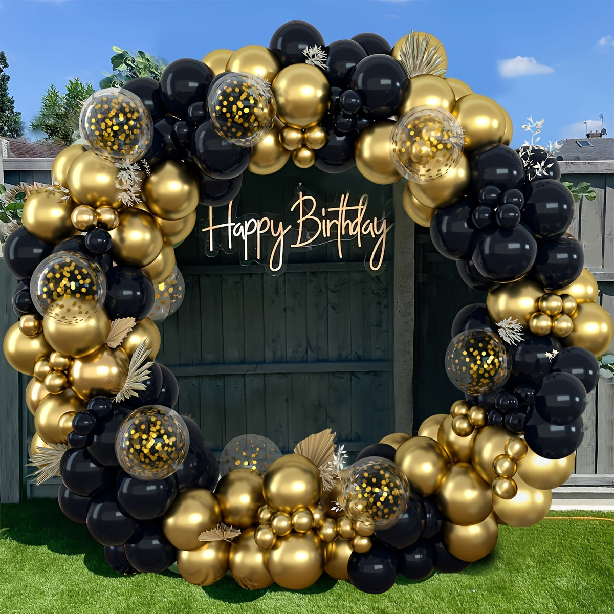 140pcs Black and Gold Latex Balloon Garland Kit for Celebrations