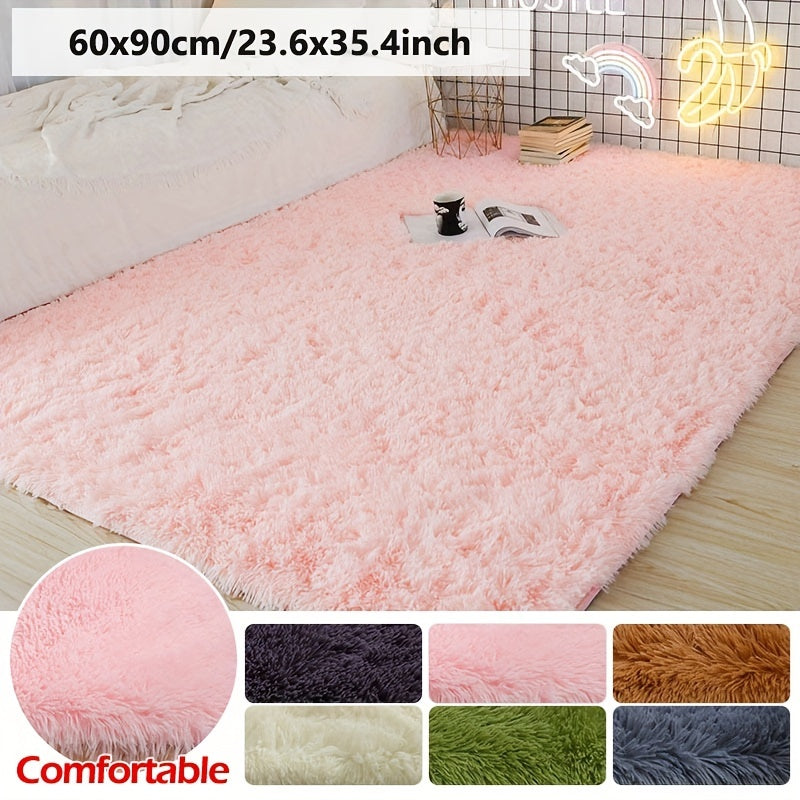 Solid Color Plush Area Rug 24x35 Inches Machine Washable Polyester for Living Room and Christmas Decor