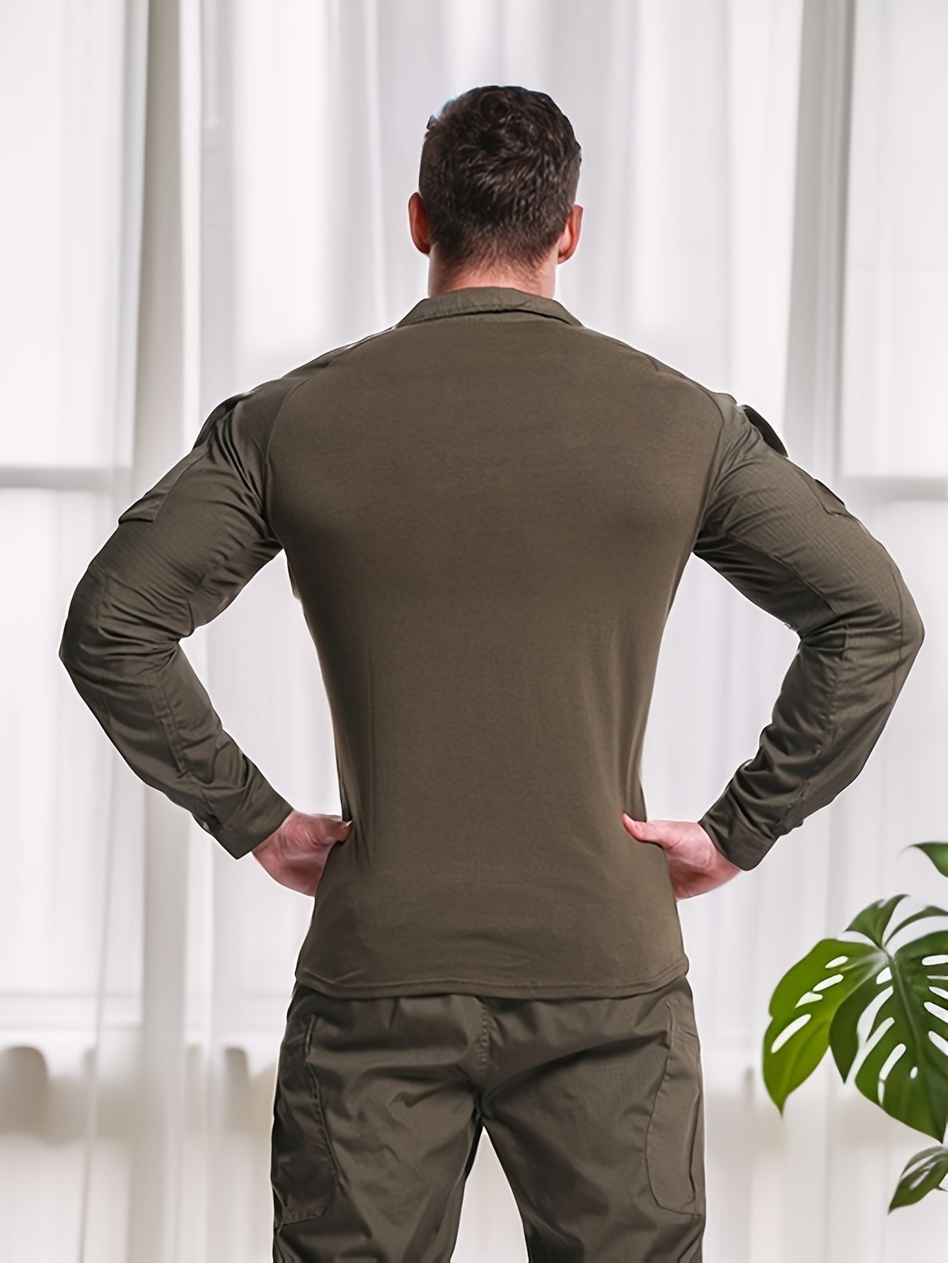 Мужская камуфляжная футболка с длинным рукавом из полиэстера и хлопка, стойкий воротник, карман, для активного отдыха на природе, весна и осень