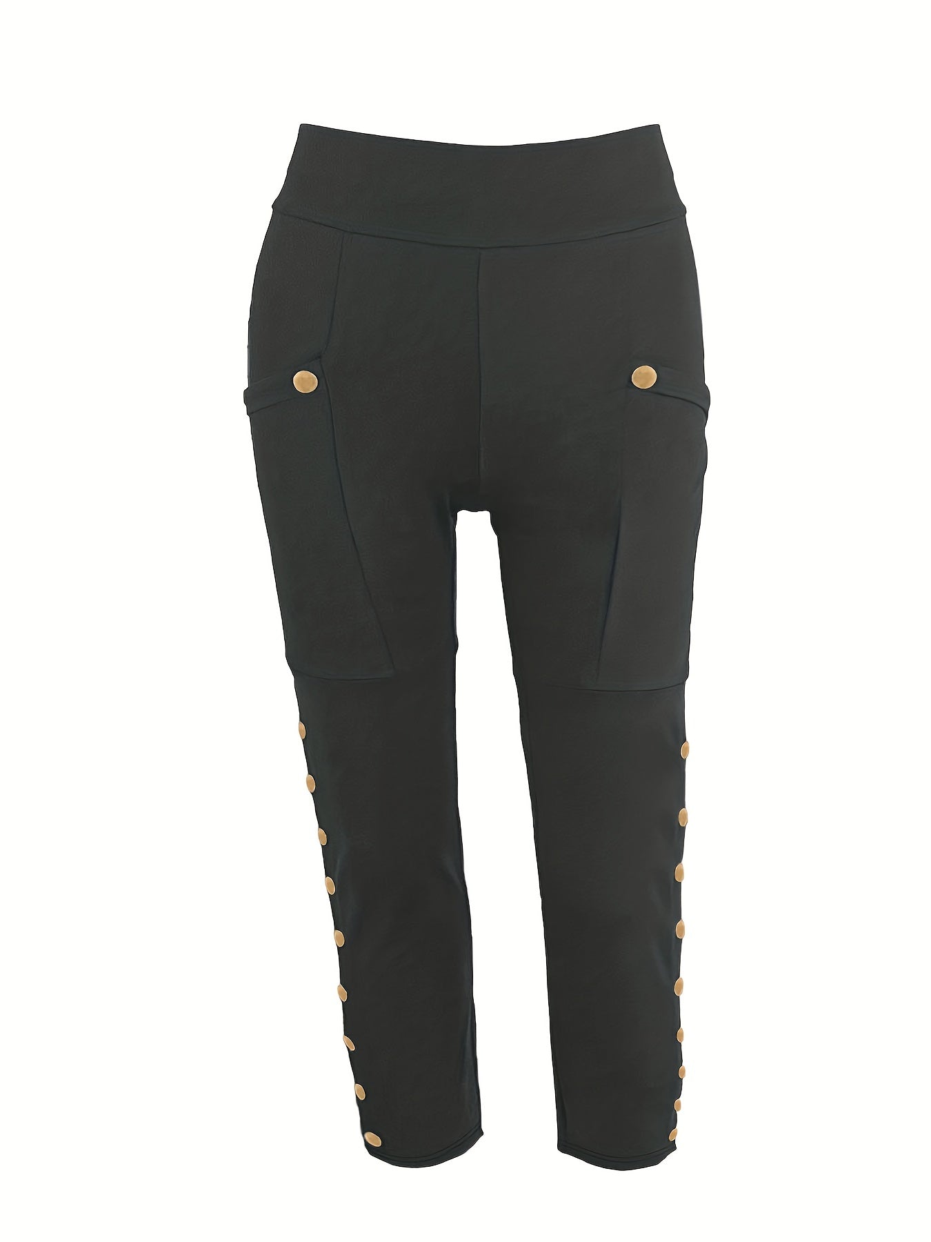 Plus Size High-Waisted Solid Casual Leggings Polyester Spandex All-Season