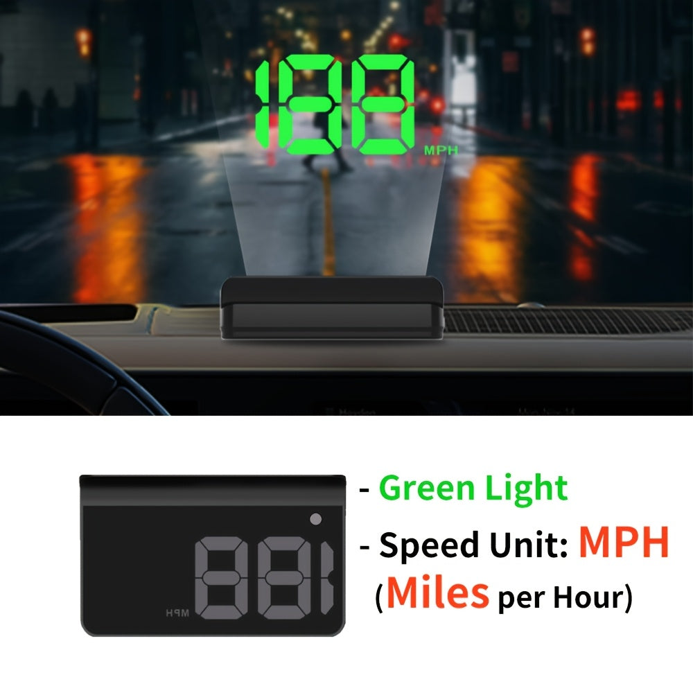 Universal Car Digital Speedometer HUD with White and Green LED Compatible with All Vehicles