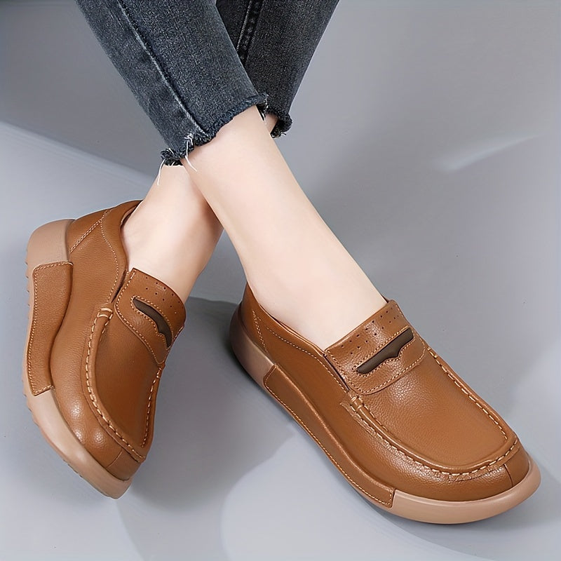 Women's Retro Flat Loafers Slip-On Round Toe All-Match Spring Shoes