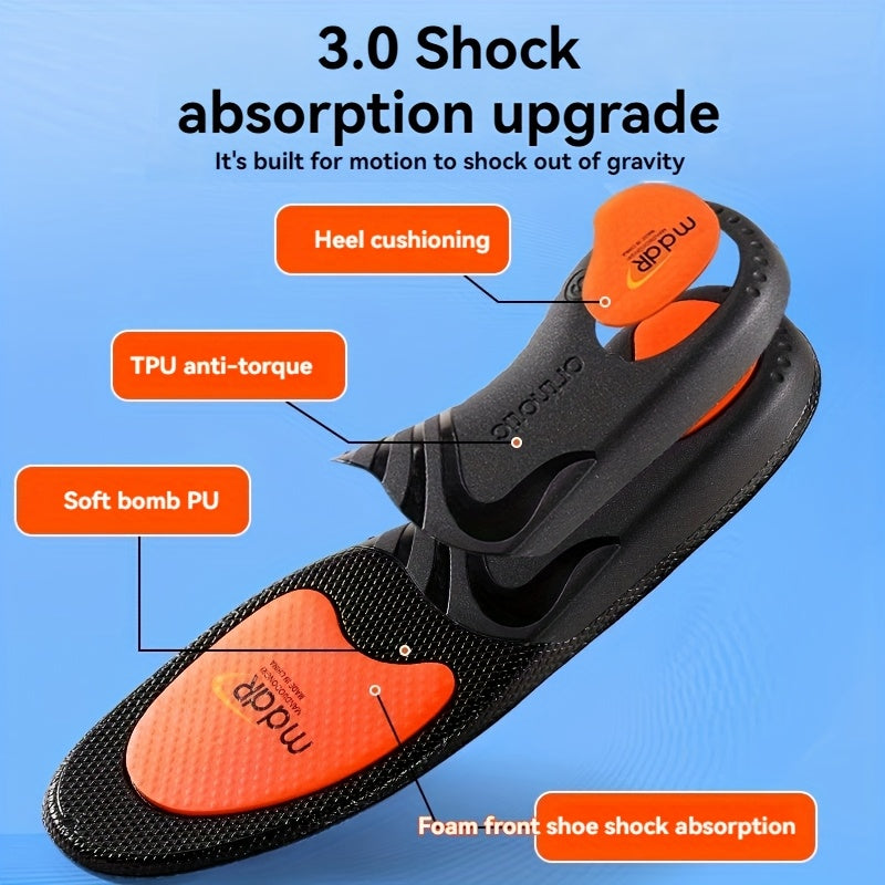 Unisex Sports Insoles Black Orange Support Shock Absorption