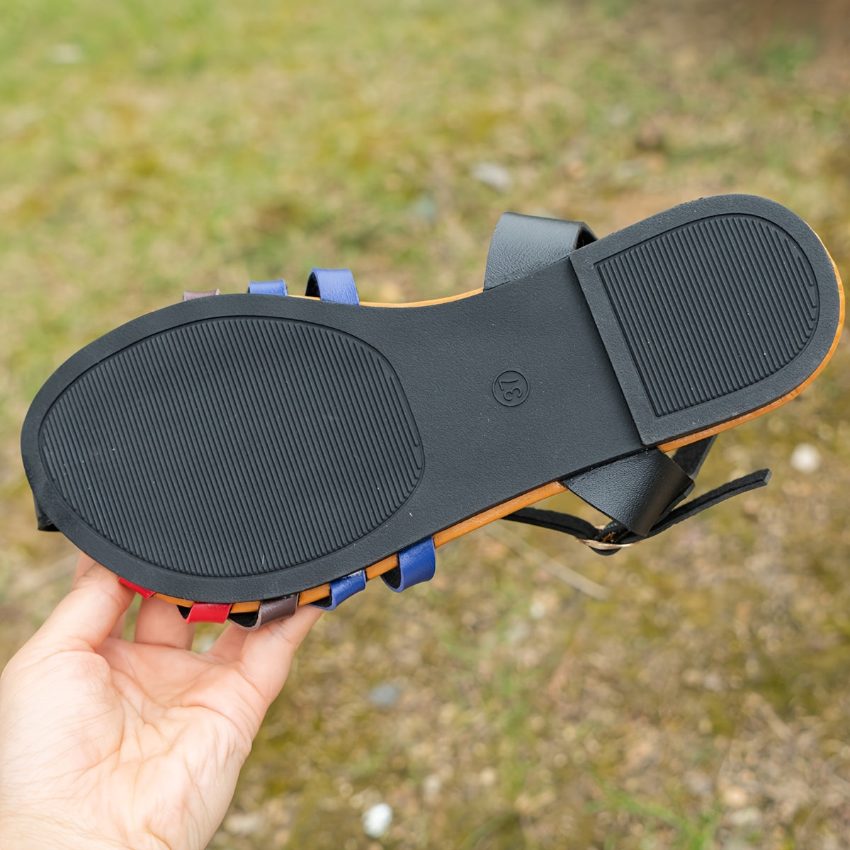 Women’s Brown Flat Heel Strappy Sandals with Buckle Closure