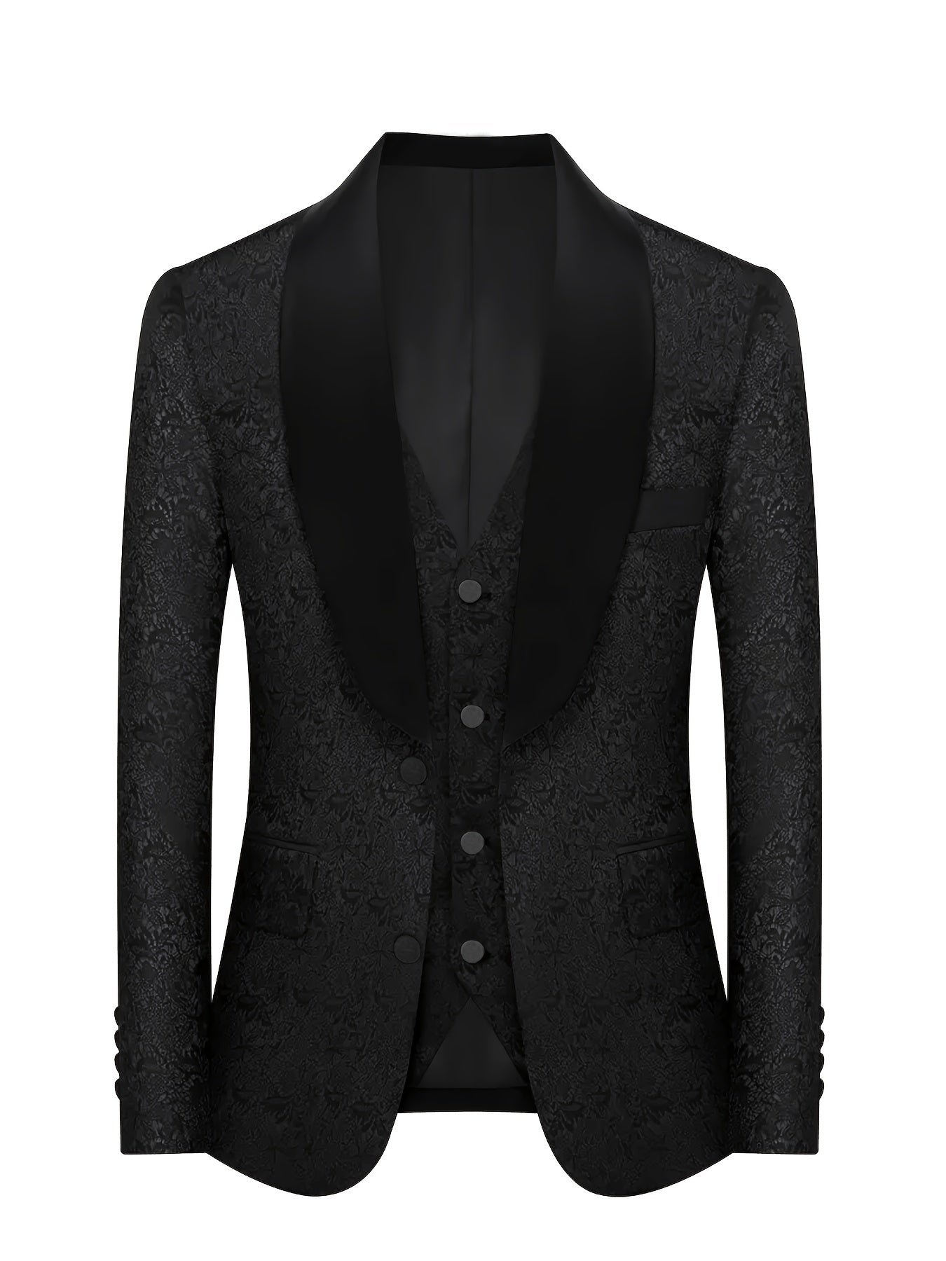 Мужской костюм из полиэстера большого размера, состоящий из 3 предметов, с шарфом-воротником, однотонный, классический крой для официальных мероприятий