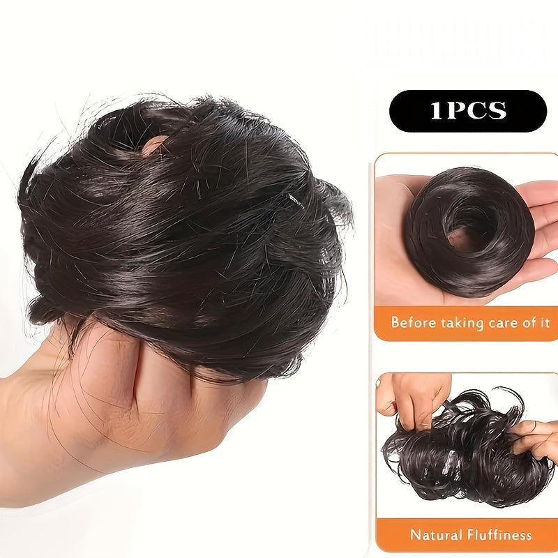 Women Synthetic Hair Bun Ponytail Extension 3-Inch Elastic Donut for Casual and Party Wear