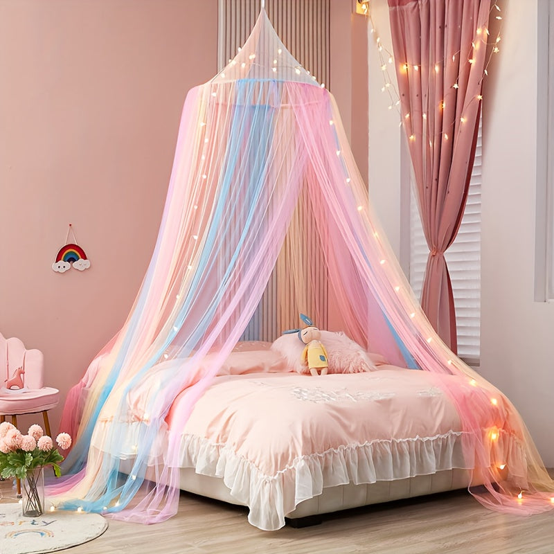 Cylindrical Mosquito Net with Cap Top Style Princess Canopy Curtain for Bedroom
