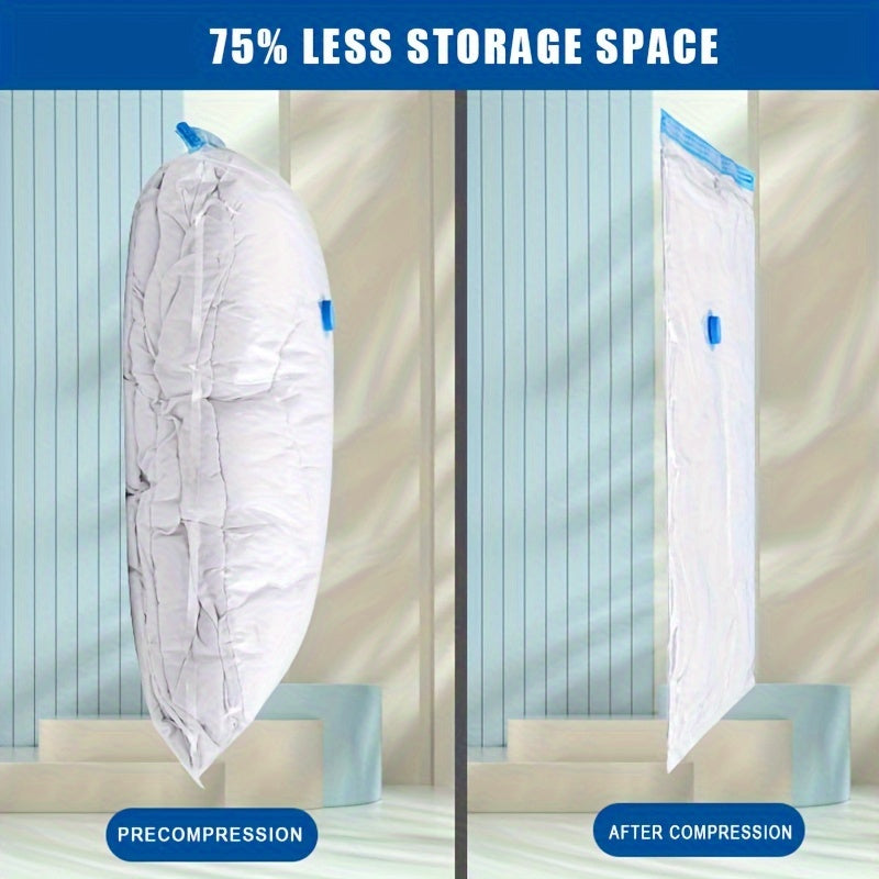 Set of 8 Clear Vacuum Storage Bags for Clothes and Bedding Space Saver Organizers