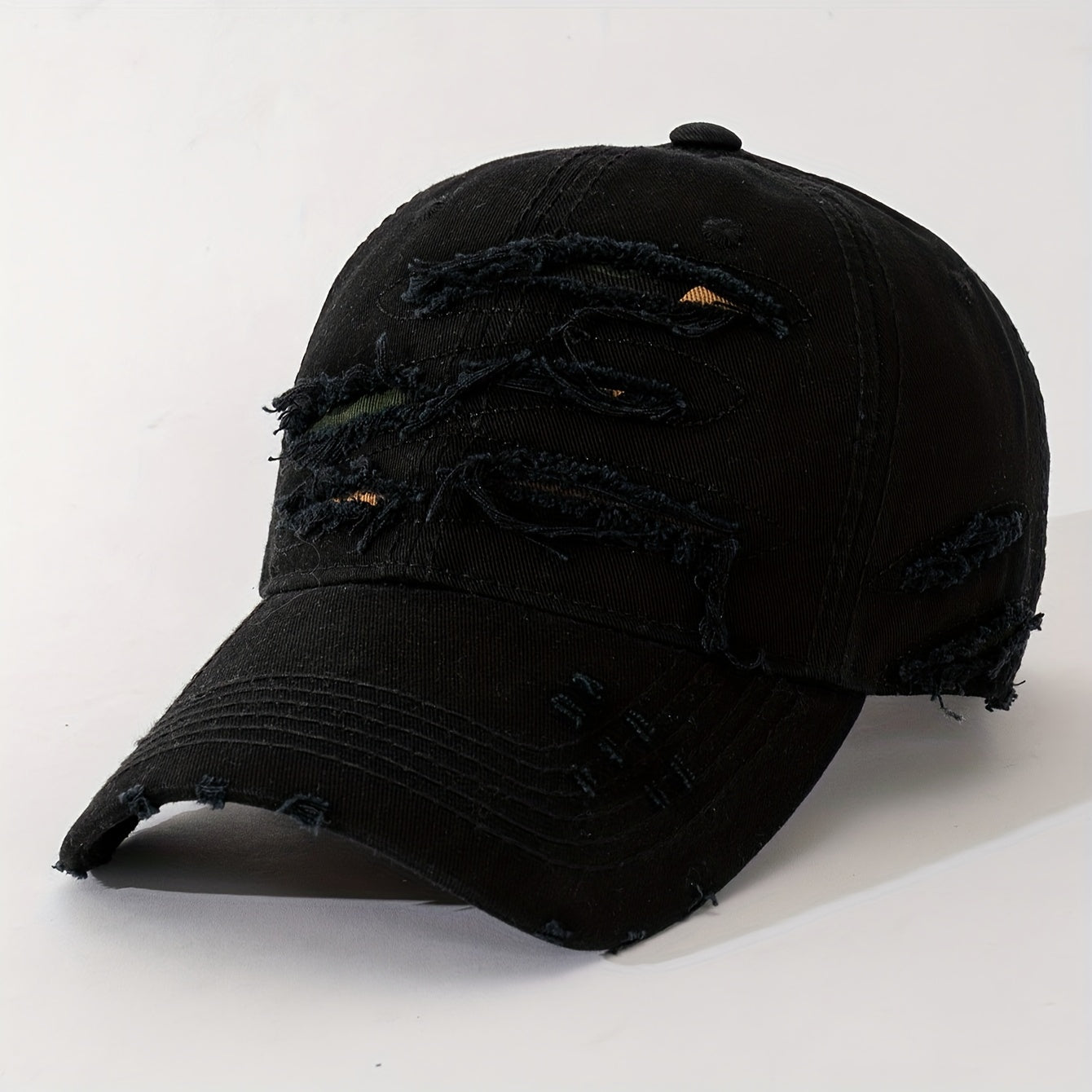 Lightweight Washed Polyester Baseball Cap with Embroidered Patches and Hole Design for Spring Festival and Valentine's Day