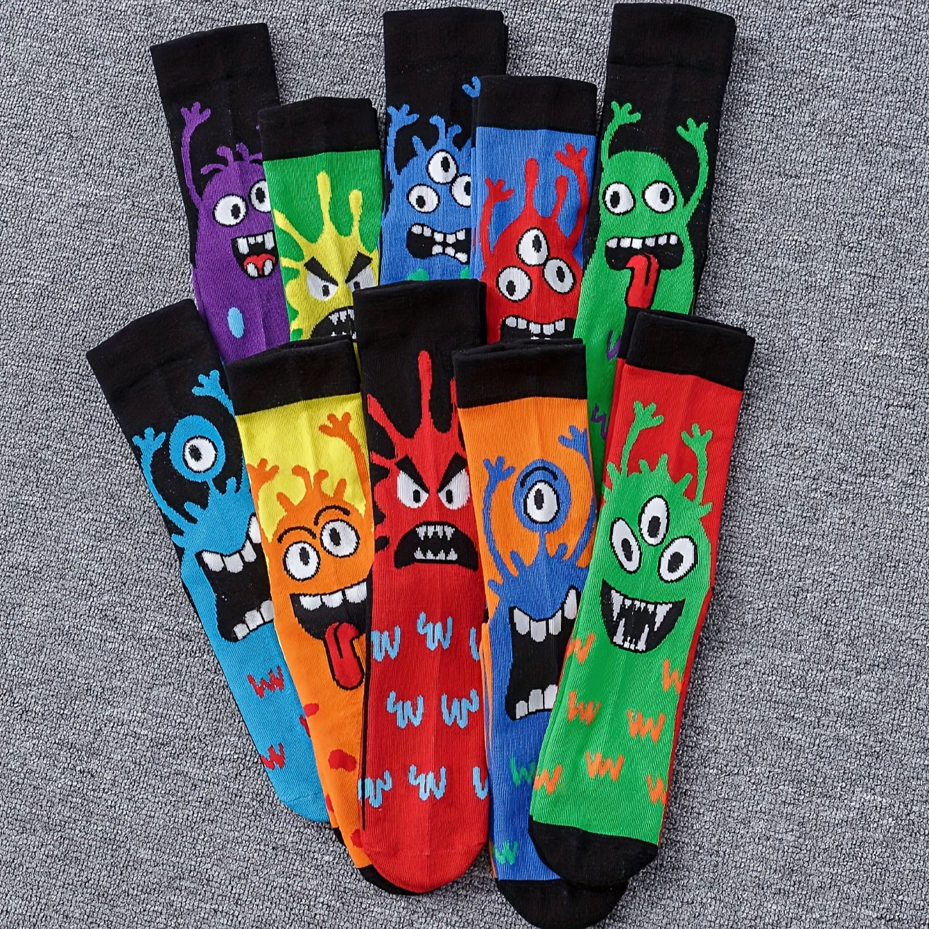 Men's and Women's Mid-Tube Socks 5-10 Pairs Cartoon Pattern Polyester All Seasons