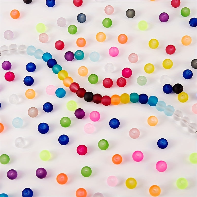 Cuentas de vidrio redondas con acabado esmerilado de 24 colores, 6mm, para hacer joyería, suministros de manualidades, 1440 piezas