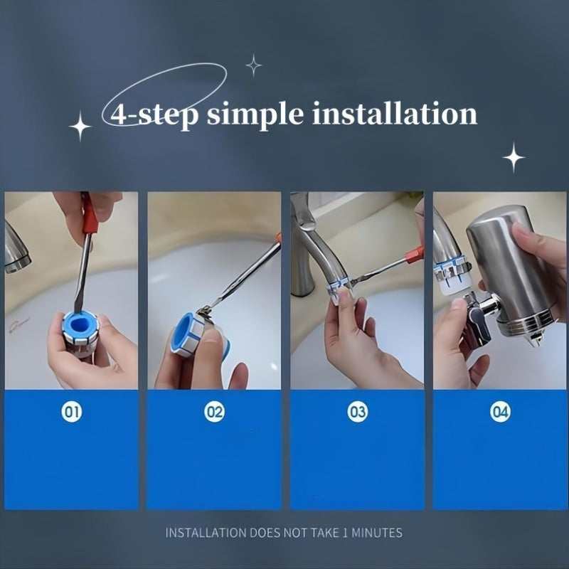 304 zanglamas po'latdan yasalgan kran suv filtri, ko'p yo'nalishli dush boshli - xlor, miya va og'ir metallarni kamaytirish uchun keramik kompozit kartuşli kran tozalagich, elektr energiyasi talab qilinmaydi.