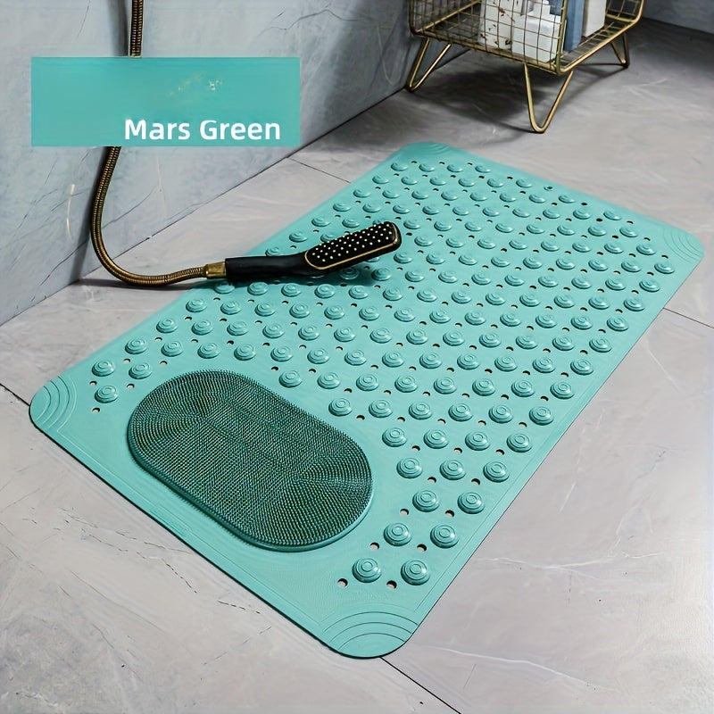 Alfombra de baño de PVC azul claro antideslizante con protuberancias de masaje para ducha y seguridad en el baño, de 0.8 cm de grosor