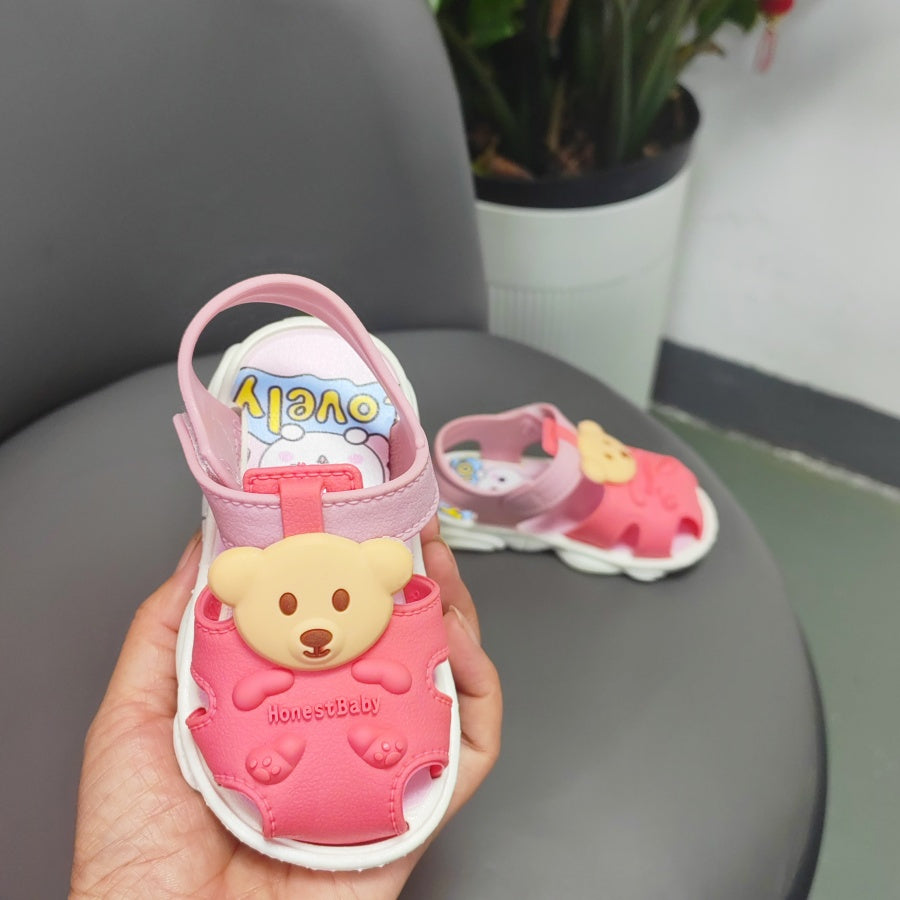 Unisex Toddler Cartoon Bear Sandals PVC Non-Slip Adjustable Indoor Outdoor