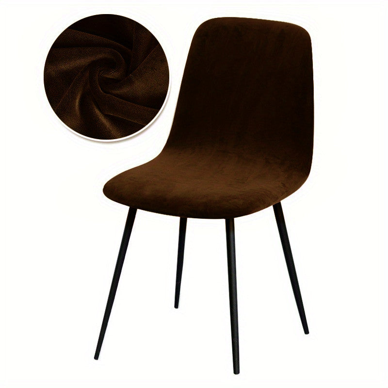 Velvet Arc-Shaped Short Back Chair Slipcover for Dining and Home Office