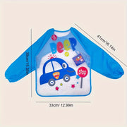 Waterproof Blue Car Bib for Kids, Easy Clean, Polyester, 0+ Years