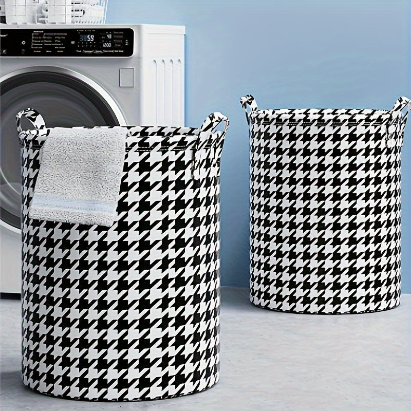 Cesto de ropa de pata de gallo con asas, cesta redonda de tela para almacenamiento en el baño