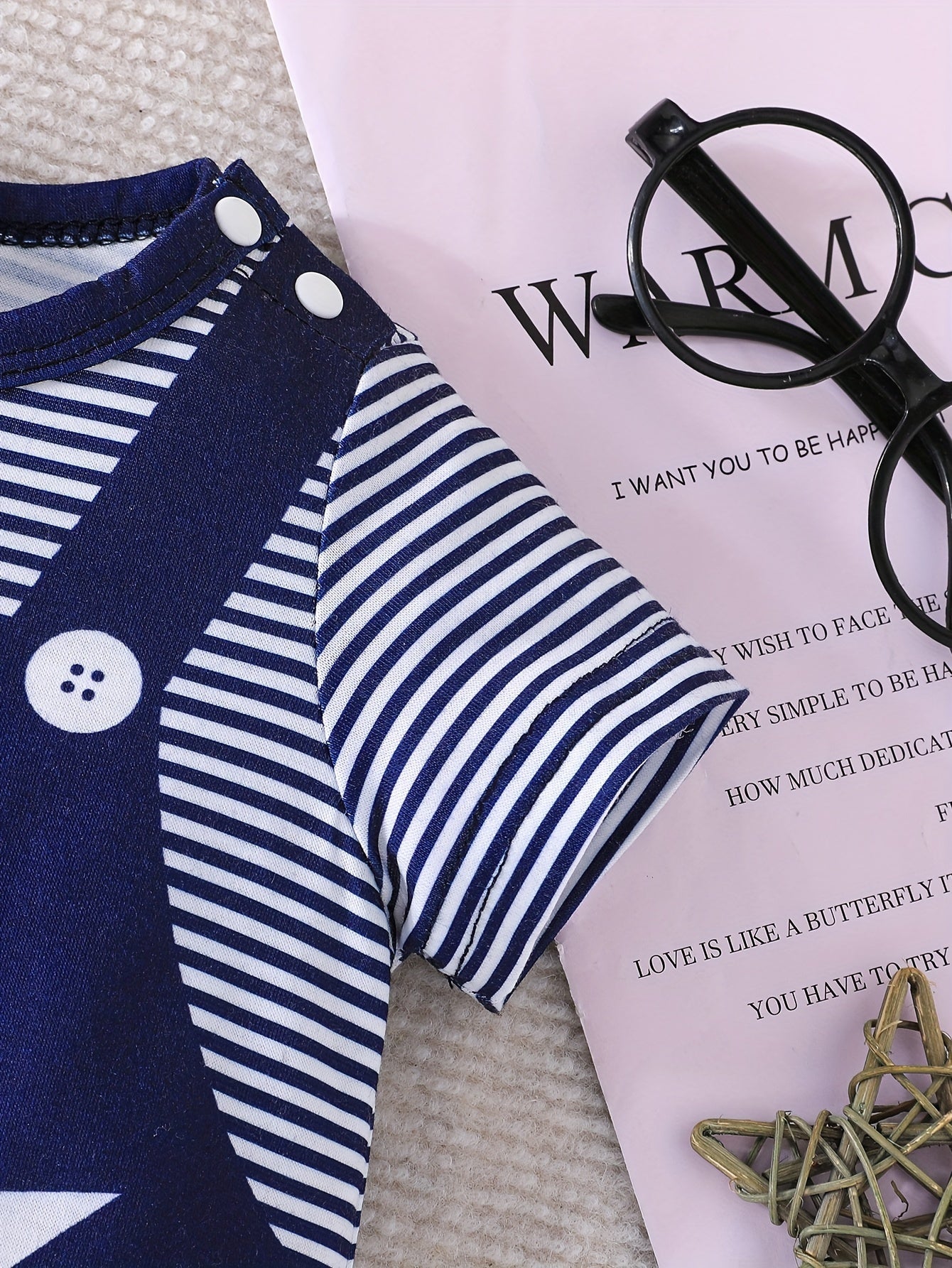 Body de algodón para niños pequeños con estampado de estrellas, conjunto de verano de manga corta