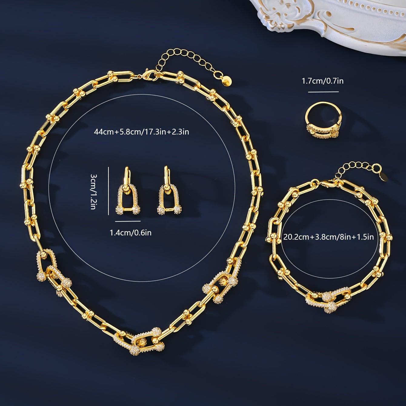 Luxury Zirconia Jewelry Set for Weddings Engagements and Daily Wear 4 Pieces