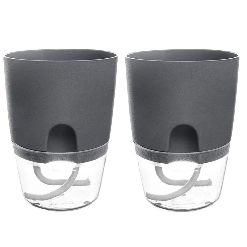 6 ta o'z-o'zini sug'oradigan o'simlik idishlari, ikki qatlamli dizayn, engil plastik idishlar, ip tizimi va ichki bog'dorchilik uchun oson quyish porti.