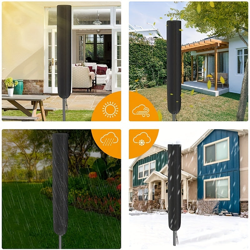 Outdoor Clothes Drying Rack Cover Waterproof Oxford Fabric Windproof Adjustable Drawstring Zipper Black