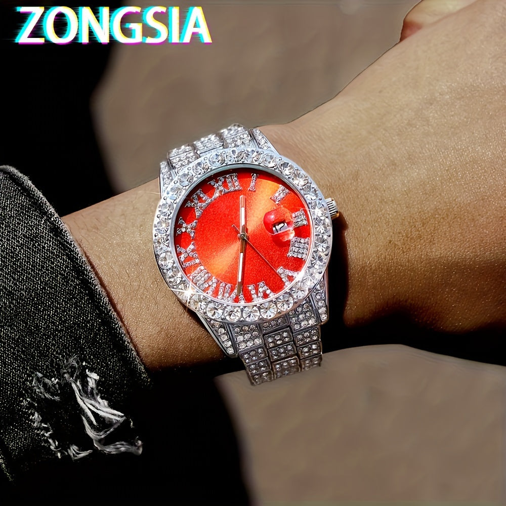 Men's Watch and Jewelry Set with Cuban Chain Necklace and Bracelet