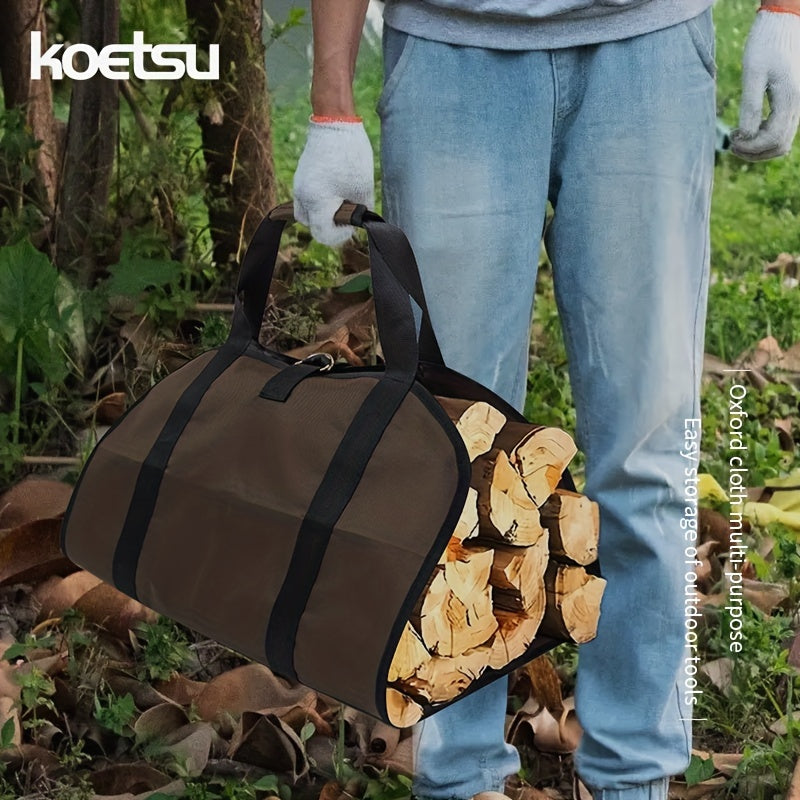 Firewood Carrier Bag Waxed Canvas Tote 94cm Durable PVC Outdoor Camping
