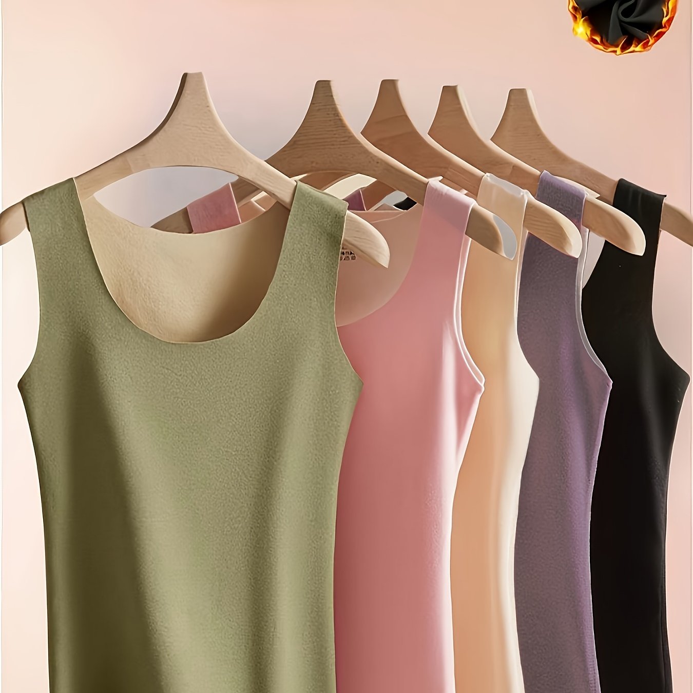 Plus Size Thermal Fleece Tank Tops for Women 5-Pack Sleeveless Base Layers
