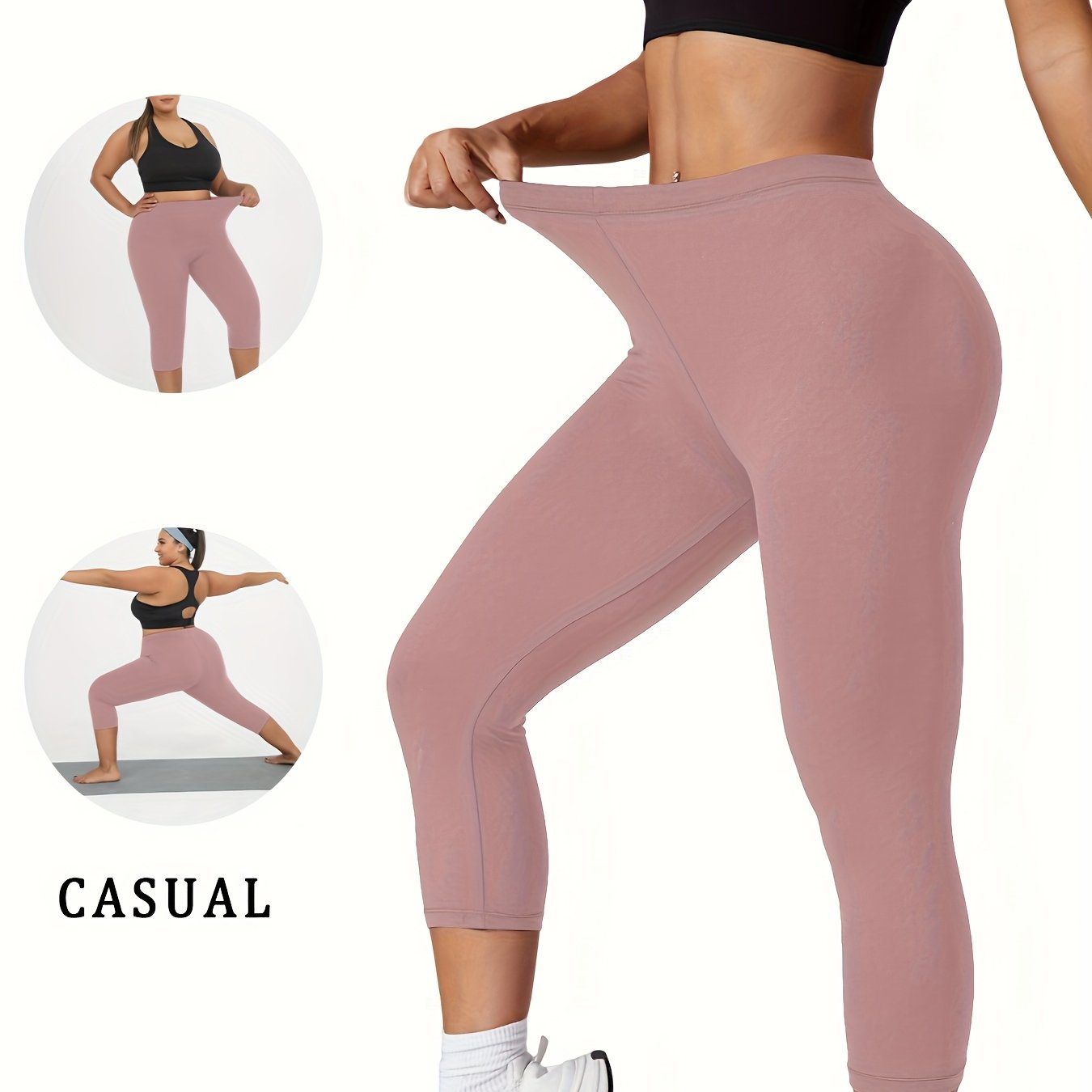 Plus Size Women's Soft Capri Pants for Workout and Yoga Athletic Leggings