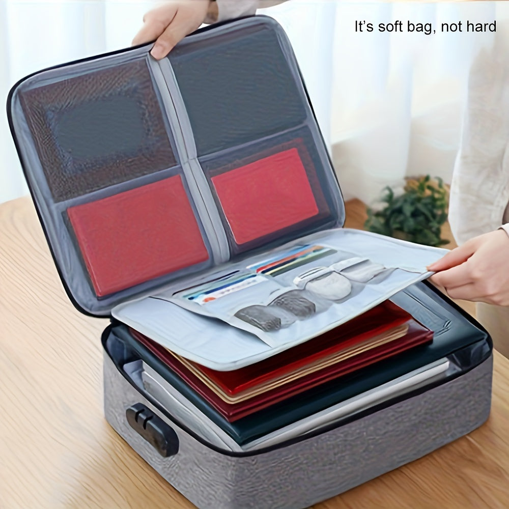 Fireproof Document Bag with Lock Water-Resistant Zipper for Laptop Files Certificates