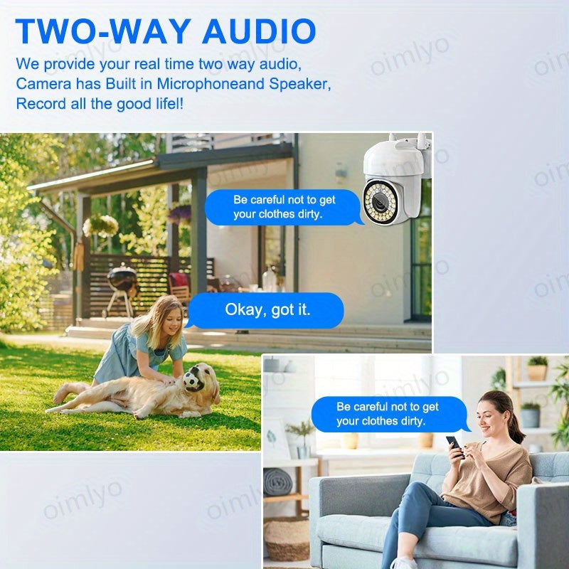 2MP Ultra HD WiFi Security Camera with 2-Way Audio Night Vision Pan-Tilt Tracking Waterproof