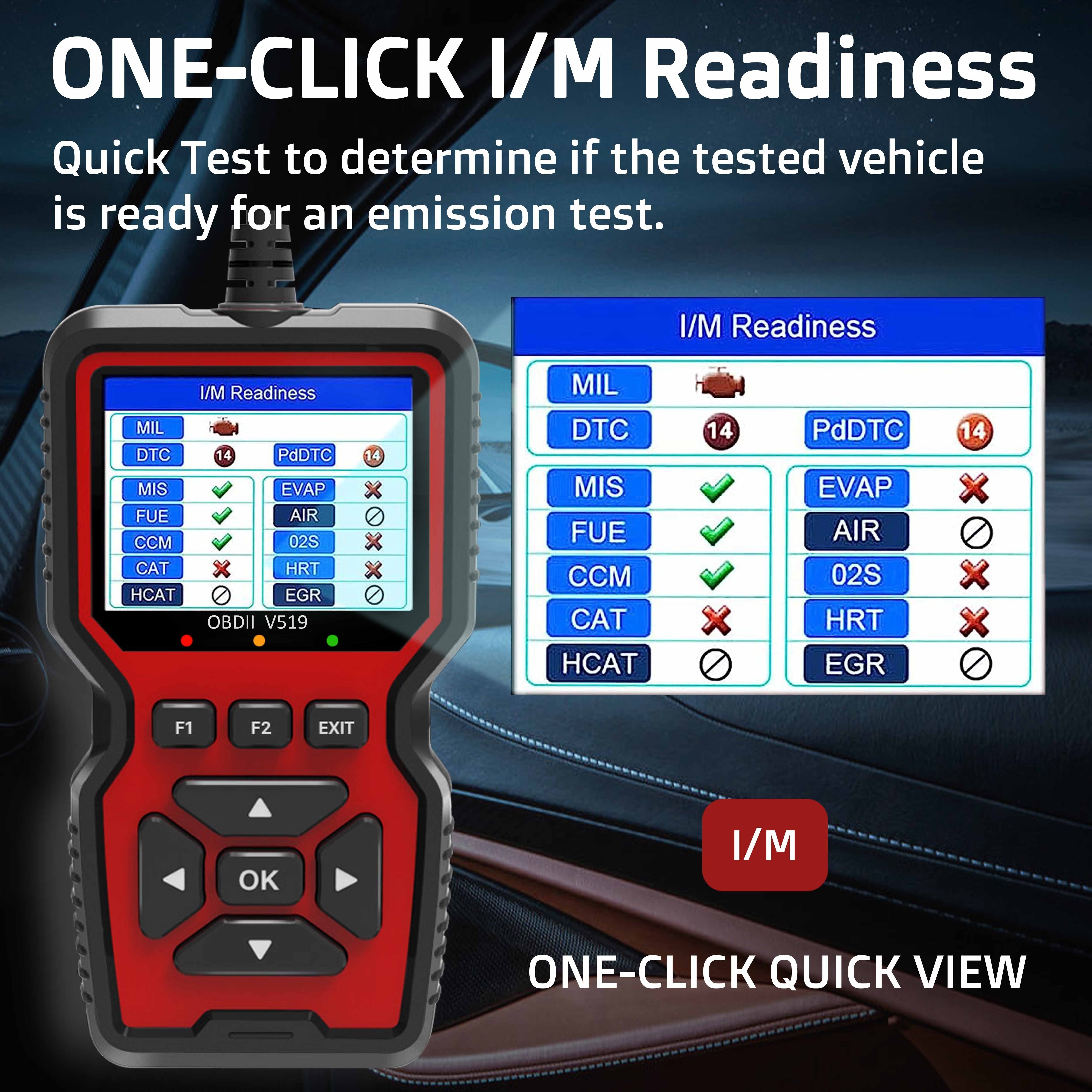 OBD2 Scanner Diagnostic Tool for Check Engine Light Live Data Emissions Test Compatible with Most Vehicles