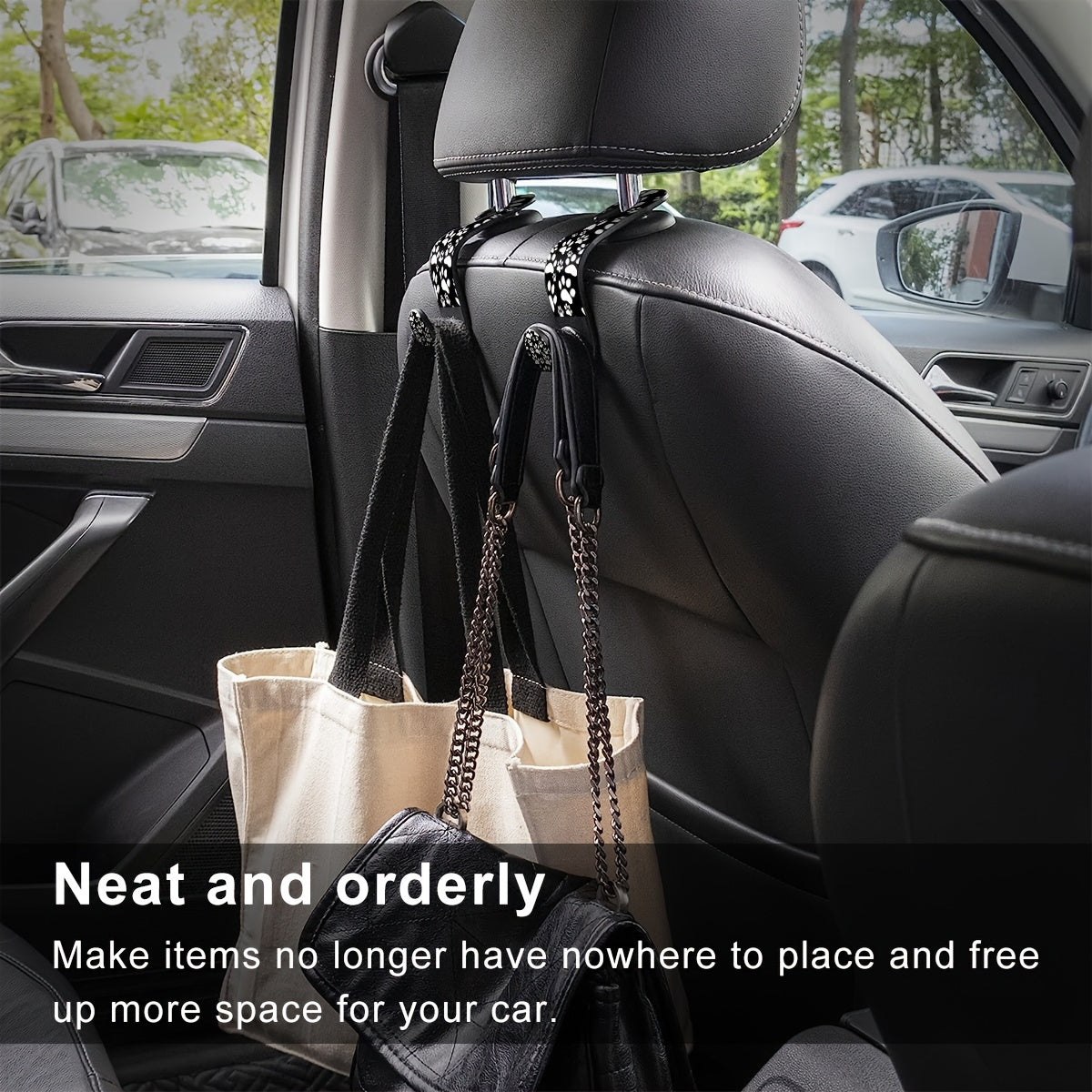 2 Pack Car Interior Hooks, Durable Plastic Rear Seat Hanging Storage