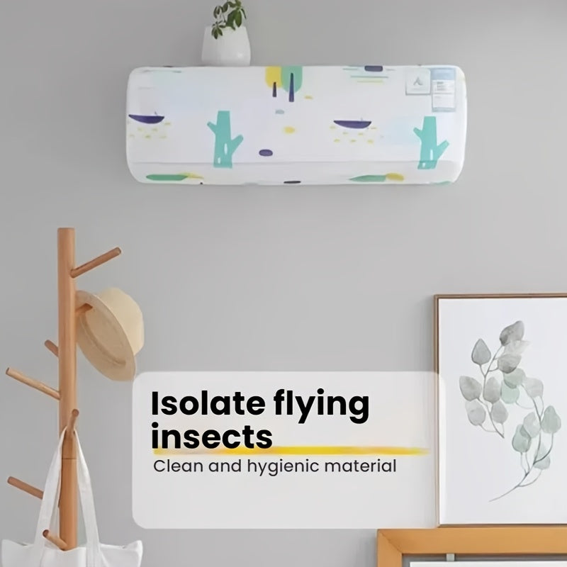 Wall-Mounted AC Unit Dust Cover Floral Bird Pattern Waterproof Washable Reusable Indoor Outdoor