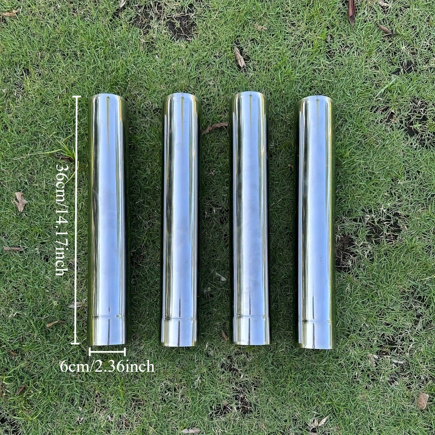 Set of 2 Metal Chimney Cap Extensions Stainless Steel Stove Pipe Cover 6cm Diameter 36cm Length