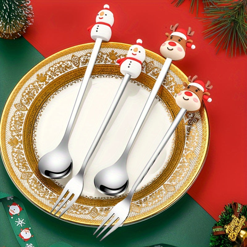 Set of 6 Christmas Doll Kitchen Utensils with Tree Designs for Holiday Gift