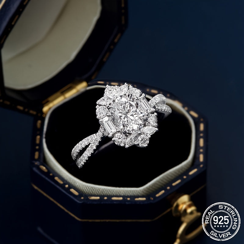 Ayollar uchun Sterling Silver Moissanite uzuk 2CT oval kesim, gipoallergik zargarlik buyumlari