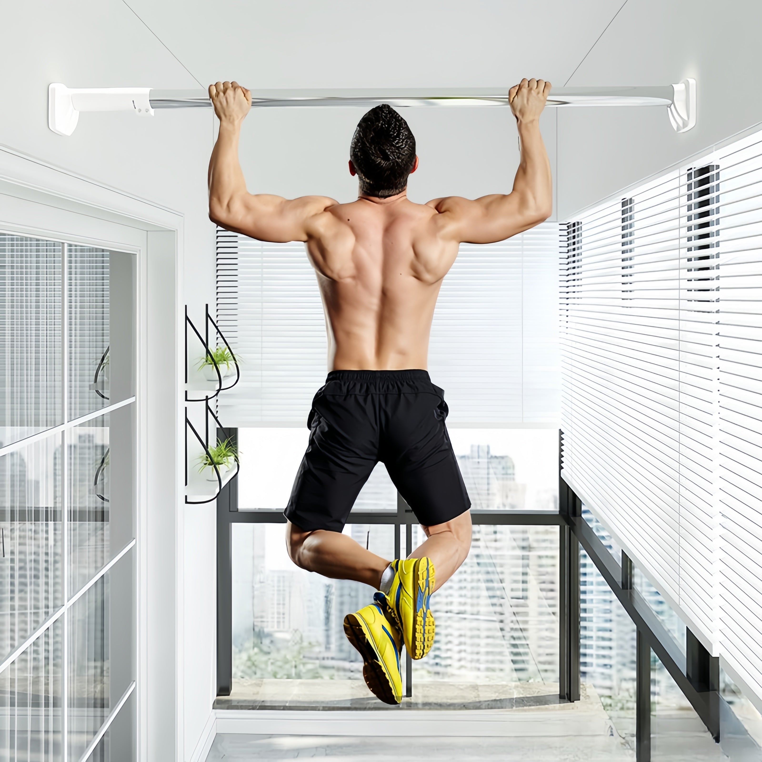 Telescopic Clothes Drying Pole No Holes Shower Curtain Rack for Bathroom Balcony