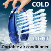 Portable Neck Fan Mini USB Rechargeable Bladeless Air Conditioner for Indoor Outdoor Use White