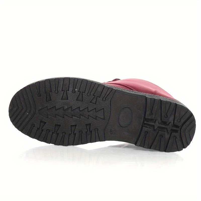 Women Winter Ankle Boots Black Slip-Resistant Flat Lace-Up Footwear