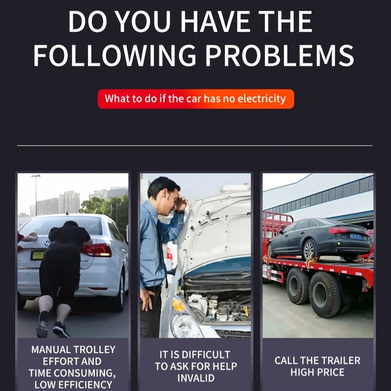 Portable Car Jump Starter with USB Output, Rechargeable Lithium Battery, Red and Black