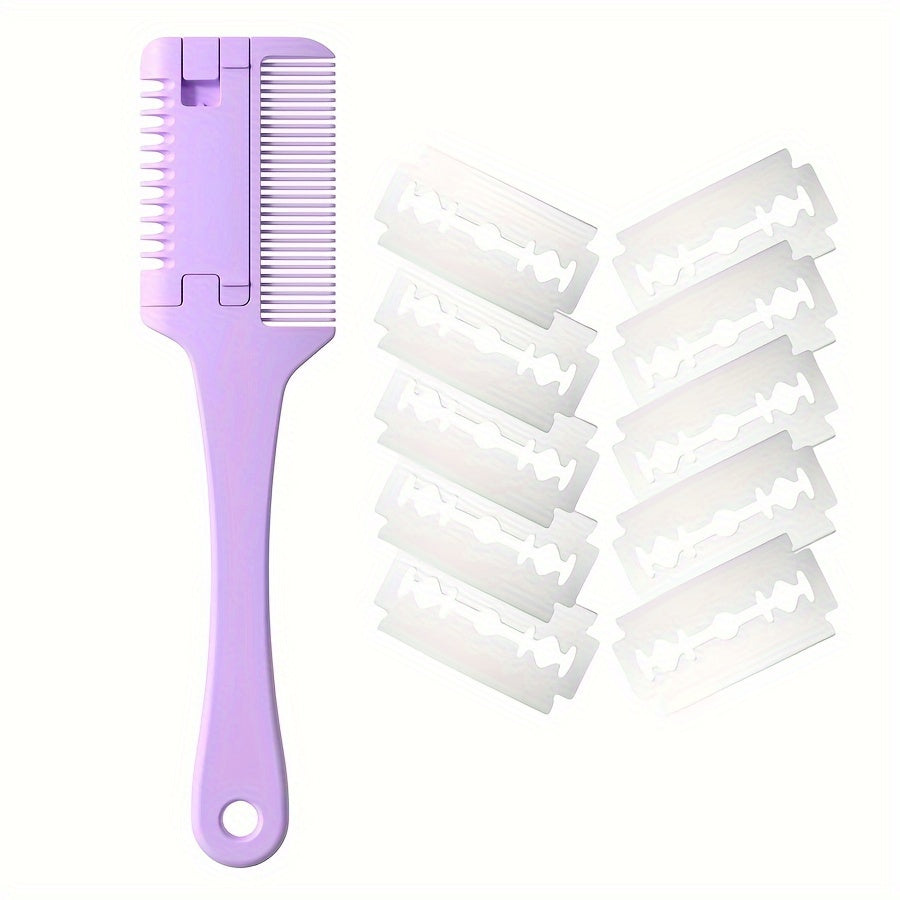 Pet Razor Comb with 10 Replacement Blades for Dog Grooming Safe Shedding and Thinning