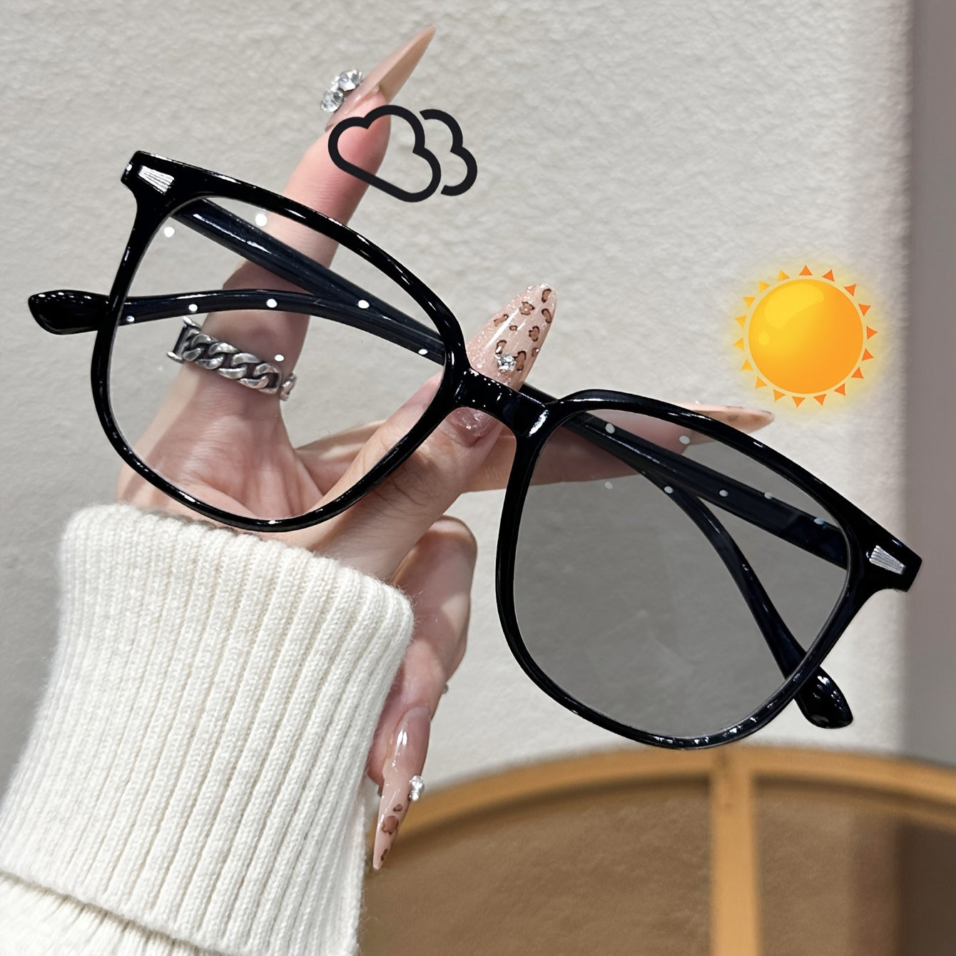 Gafas de moda rectangulares Y2K para mujer con montura de PC y lentes decorativos