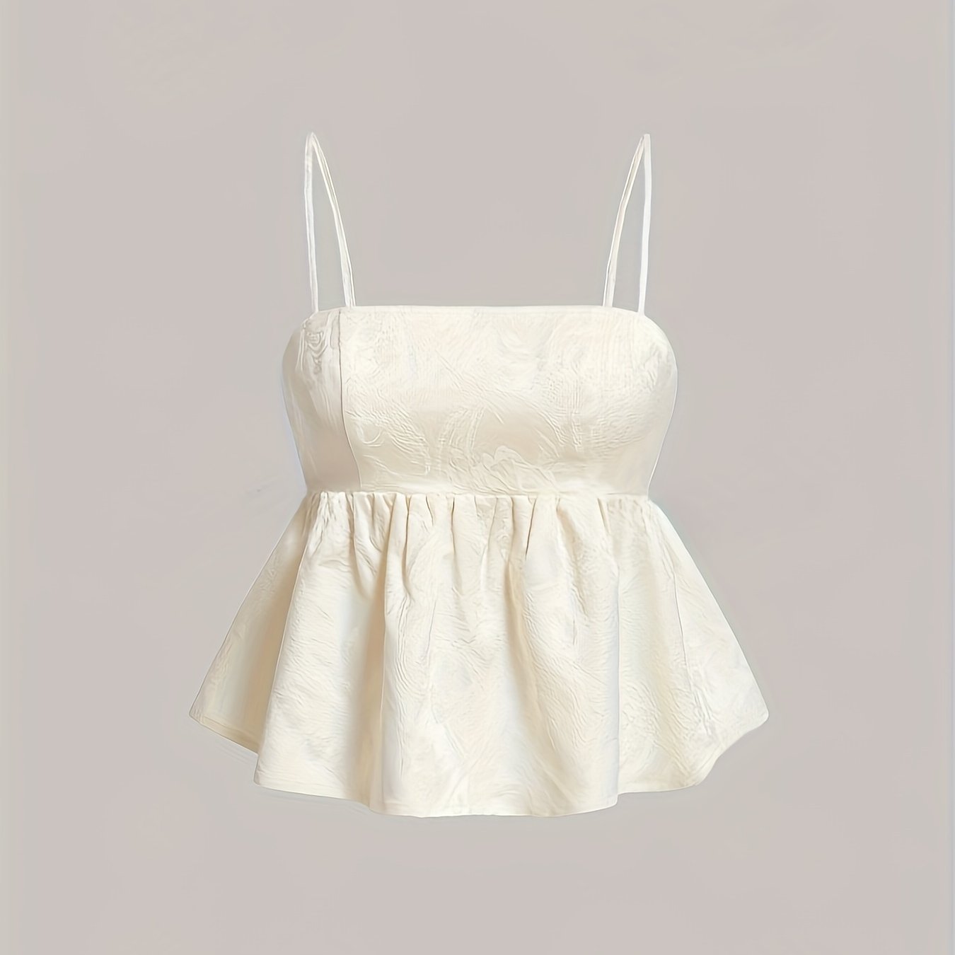 Women's Summer Floral Jacquard Ruffle Cami Top Polyester Machine Washable