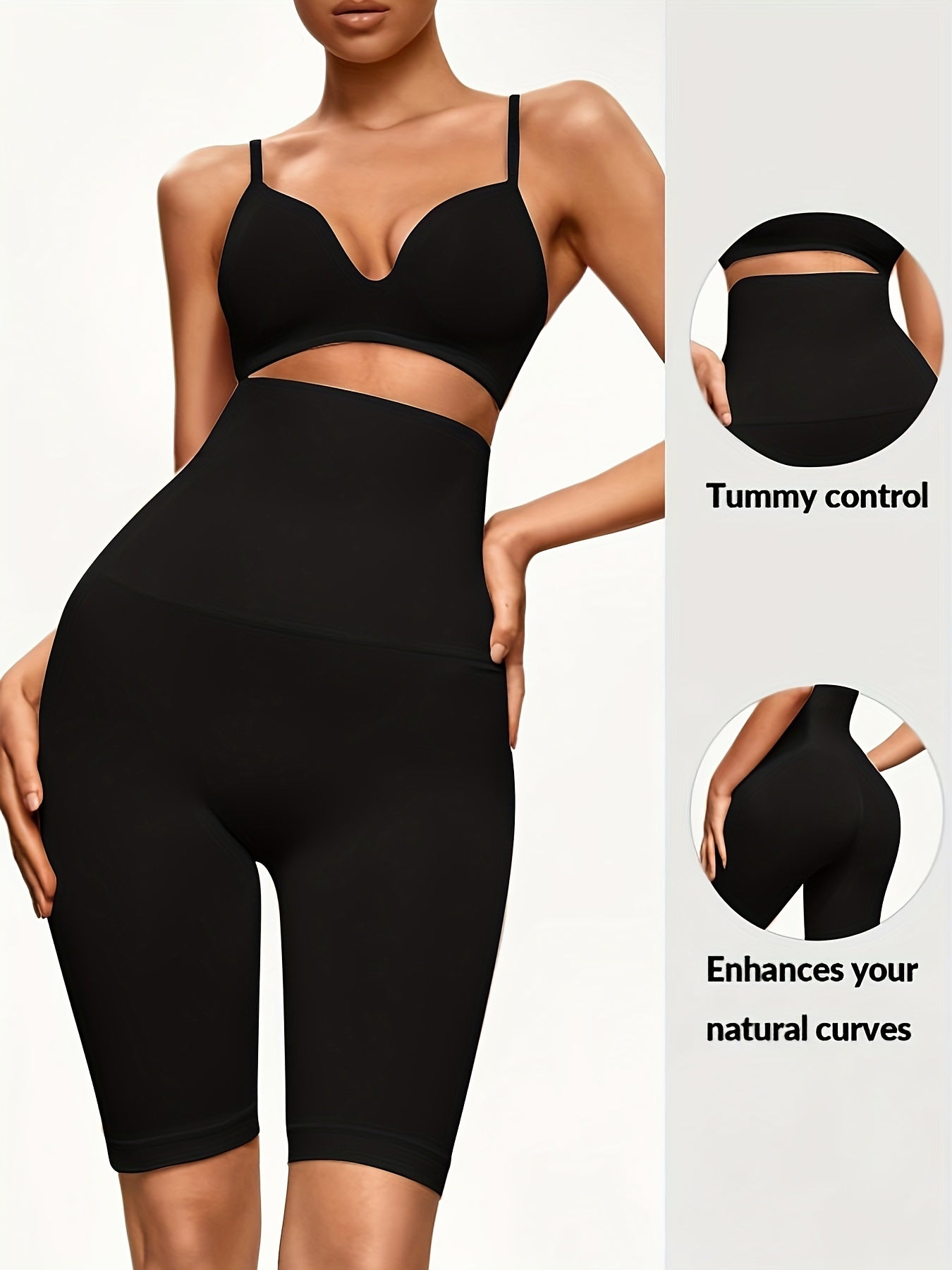 Women's High Waist Tummy Control Shapewear Shorts Solid Color Knit Fabric