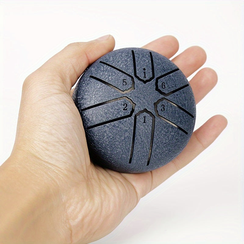 Portable Steel Tongue Drum 3-Inch 6 Tones for Stress Relief Meditation Music Notes