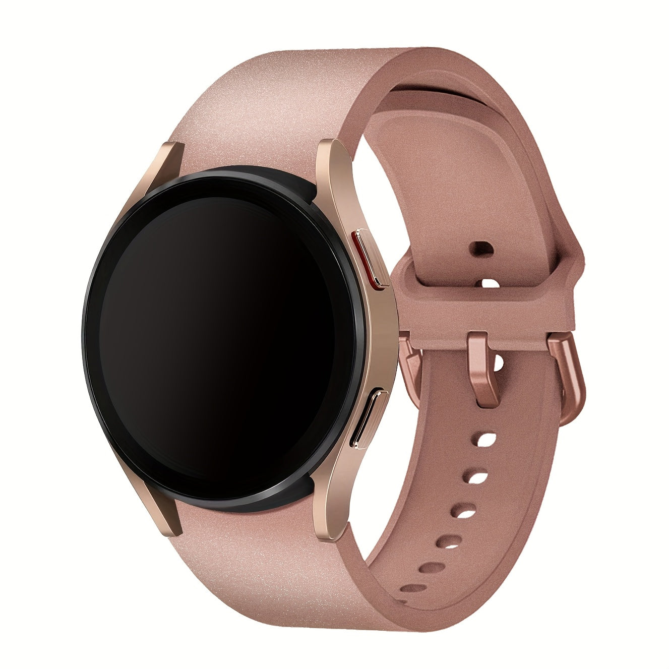 Непрерывный мягкий силиконовый водонепроницаемый ремешок для часов, совместимый с Samsung Galaxy Watch 7/6/5/4. Доступен в розовом, желтом и розовом золоте с застежкой из нержавеющей стали. Удобная посадка для мужчин и